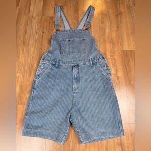 VTG 90’s Denim Express Authentic Original Shortalls Romper Women’s M  Striped